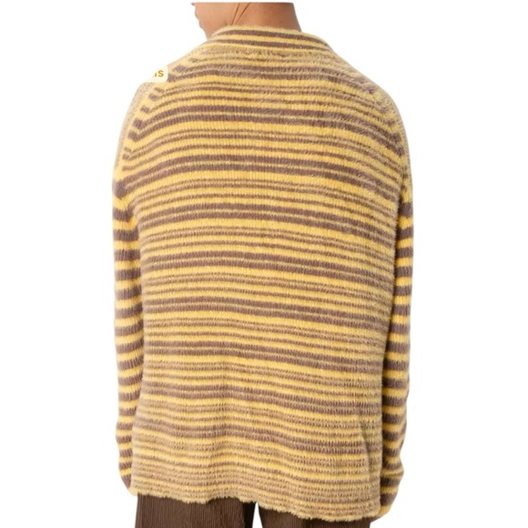 ZARA Striped V-Neck Sweater women’s Size Large yellow and purple super soft - Picture 3 of 12